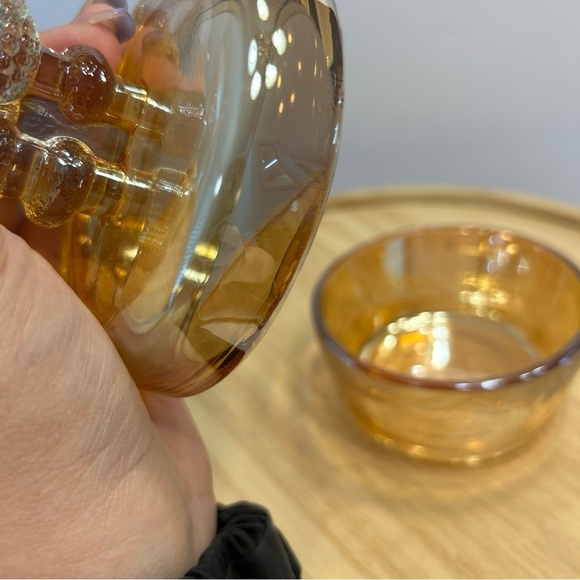 VTG Jeanette Carnival Glass Iridescent Poodle Dog Powder Box / Jar Trinket Dish - Picture 5 of 8